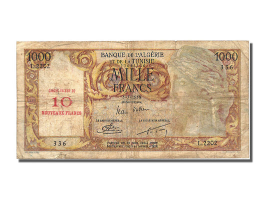 Billete,

Argelia,

10 NF por 1000 francos