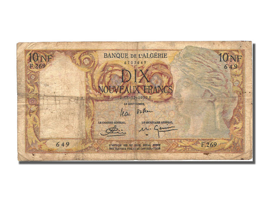 Billete de banco,

Argelia,

10 francos neoyorquinos