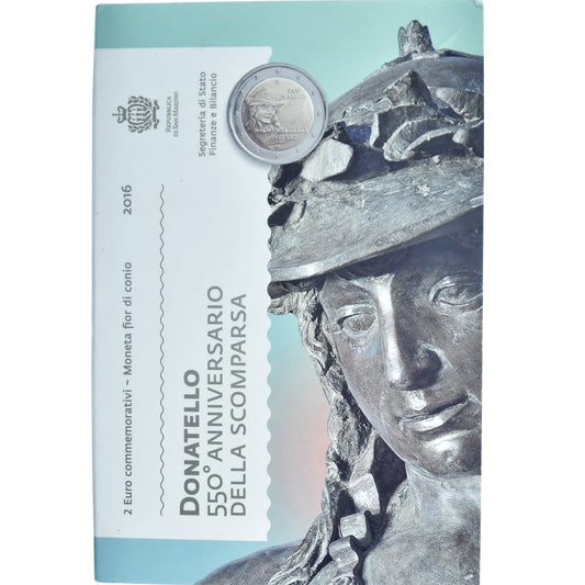 San Marino, 
  
  2 euros, 
  
  500. Todestag de Donatello