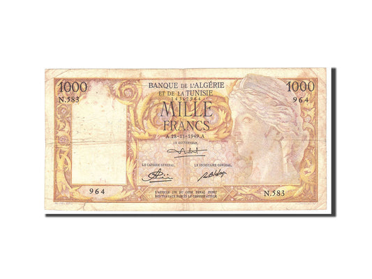 Billete de banco,

Argelia,

1000 francos
