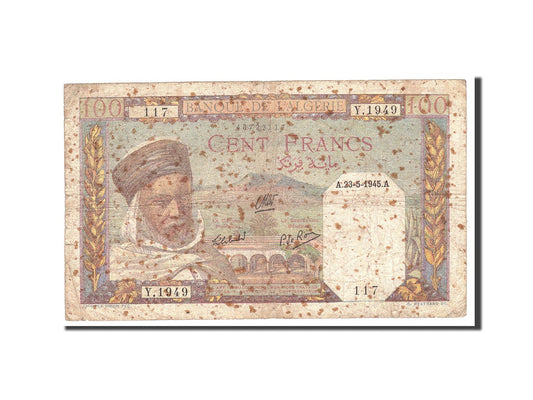 Billete de banco,

Argelia,

100 francos