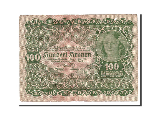 Billete de Austria, 100 coronas