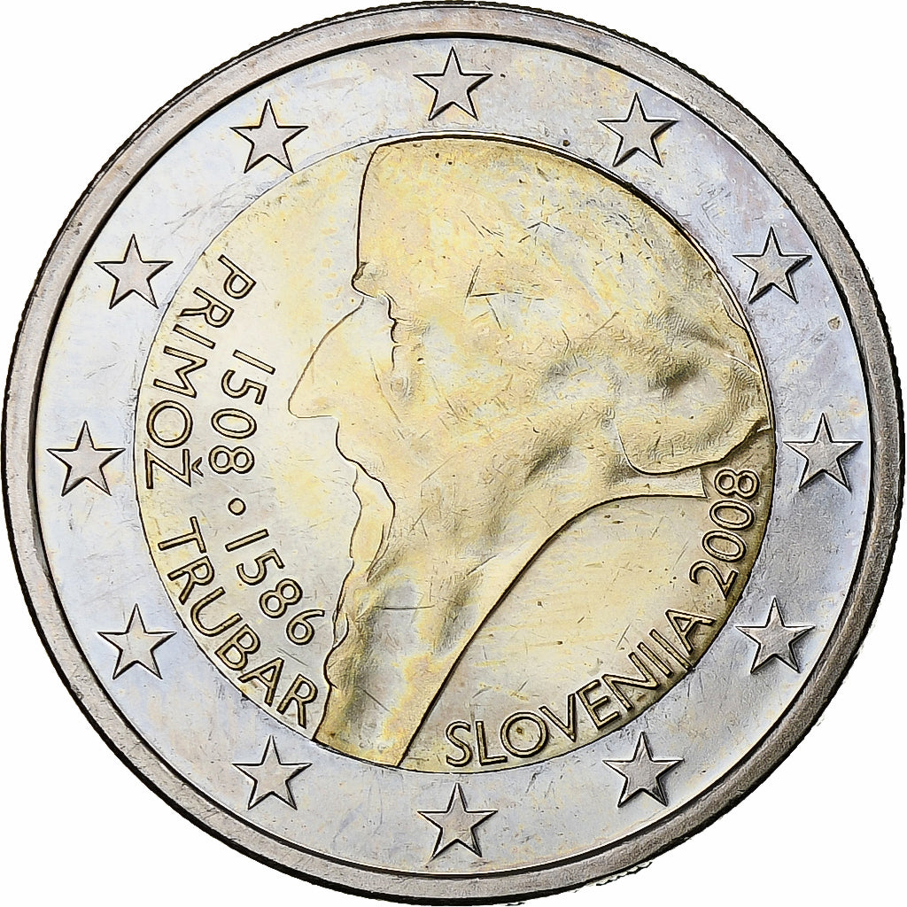 Eslovenia,
 
 2 euros,
 
 Primoz Trubar