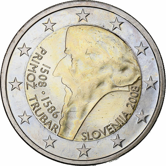 Eslovenia,
 
 2 euros,
 
 Primoz Trubar