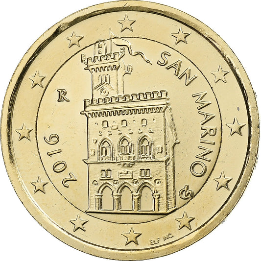San Marino, 
  
  2 euros, 
  
  vergoldete Münze