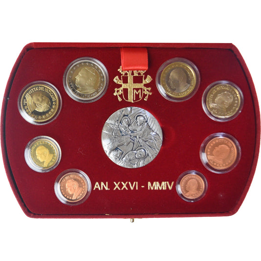 Vaticano,

1 céntimo por 2 euros,

Juego de 8 monedas de euro - 1 medalla.BE