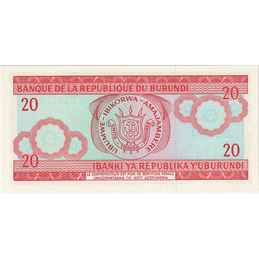 Billete de Burundi,

20 francos