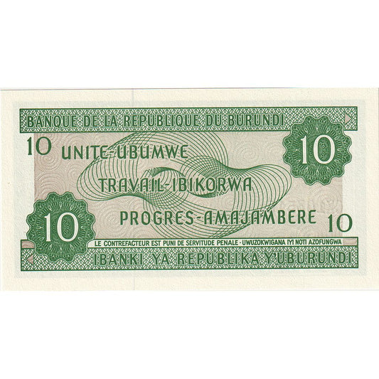 Burundi,
 
 10 francos,
 
 2007