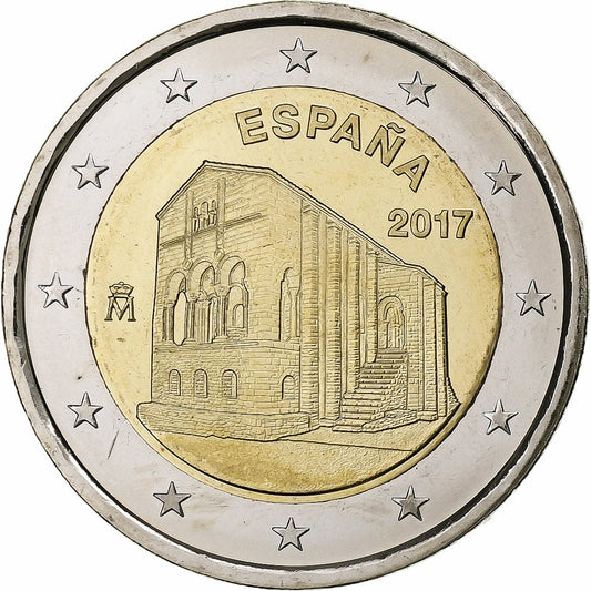 Español, 
  
  2 euros, 
  
  Iglesia de los Königreichs Asturien