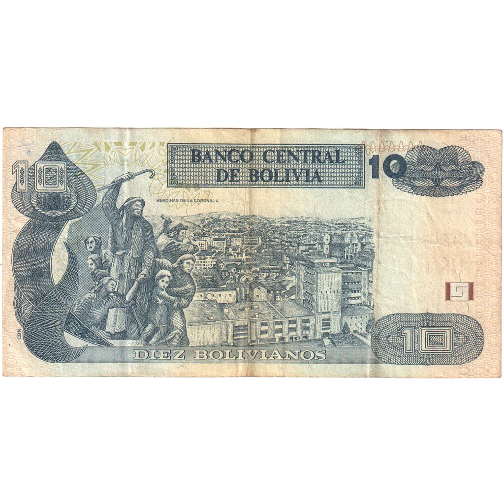 Bolivia,

10 bolivianos,

1986