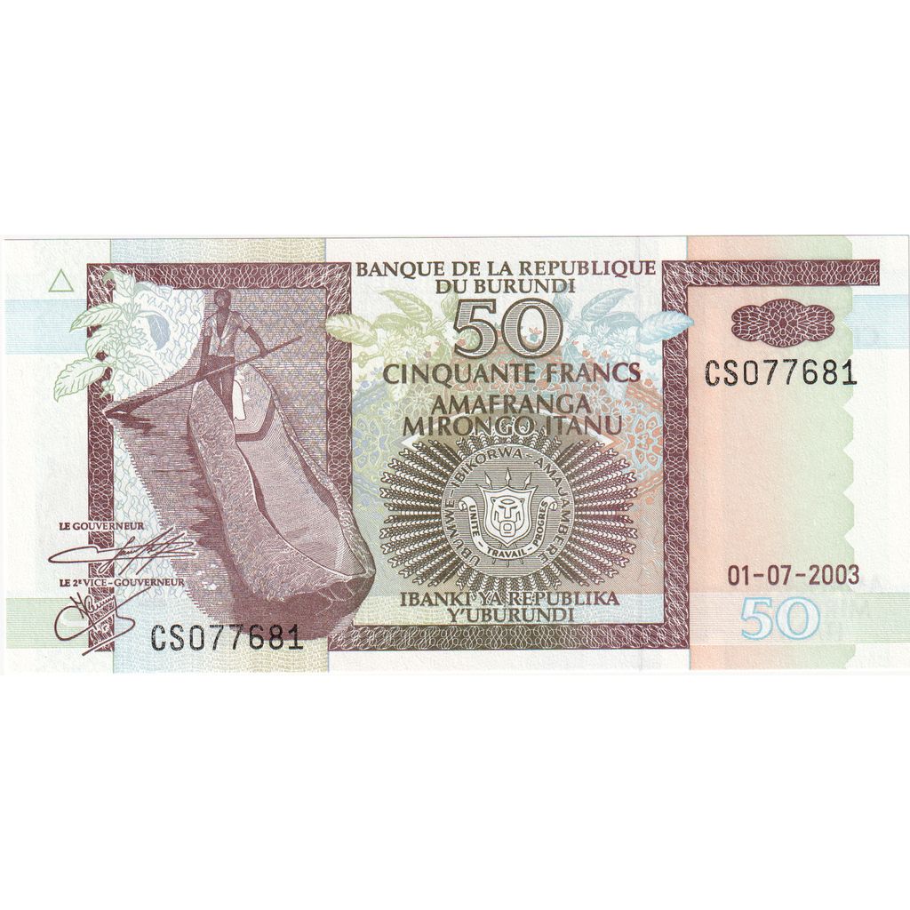 Burundi,
 
 50 francos,
 
 01-07-2003