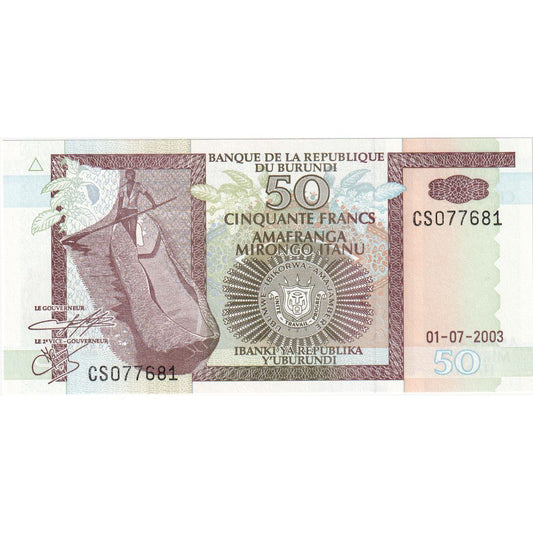 Burundi,
 
 50 francos,
 
 01-07-2003