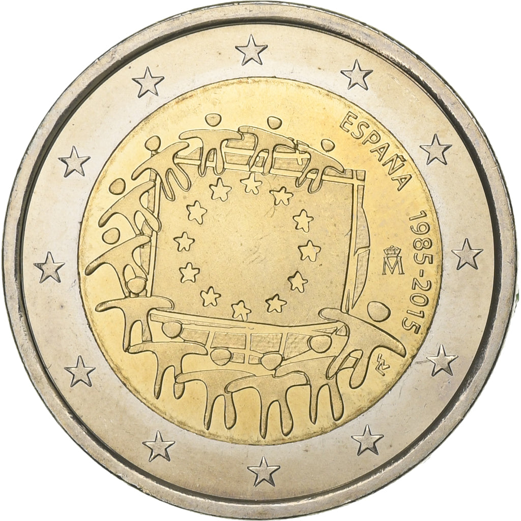 Español,

2 euros,

30 años de alternativas. Bandera europea.