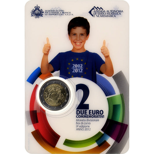 San Marino, 
  
  2 euros, 
  
  10. Jahrestag des Euros
