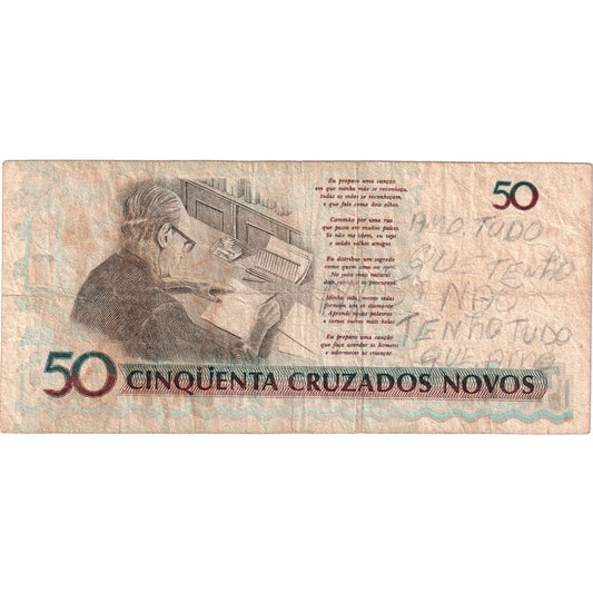 Brasil, 
  
  50 Cruzeiros por 50 Cruzados Novos, 
  
  FV (30-35)