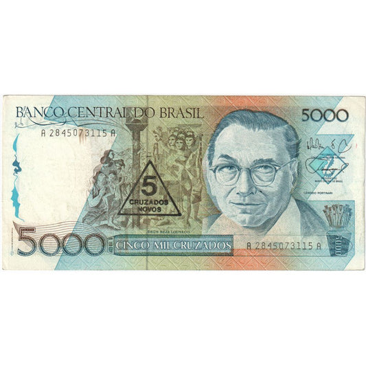 Brasil, 
  
  5 Cruzados Novos por 5.000 Cruzados, 
  
  educación física (40-45)
