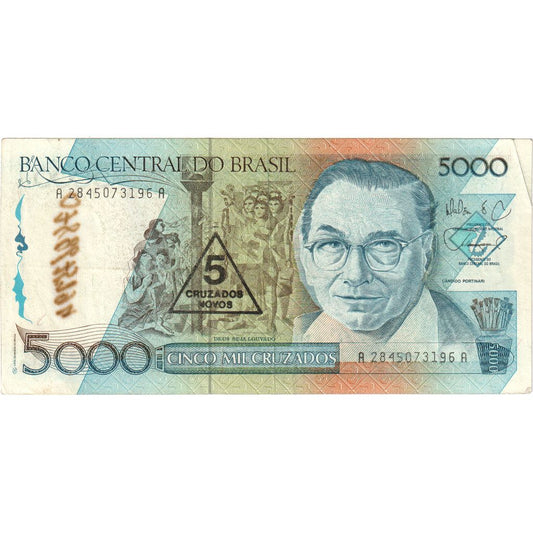 Brasil, 
  
  5 Cruzados Novos por 5.000 Cruzados, 
  
  FV (20-25)