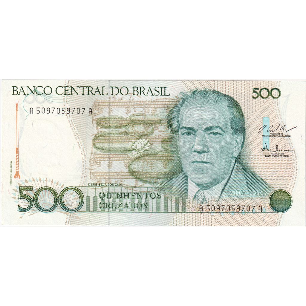 Brasil,
 
 500 cruzados,
 
 UNC(65-70)