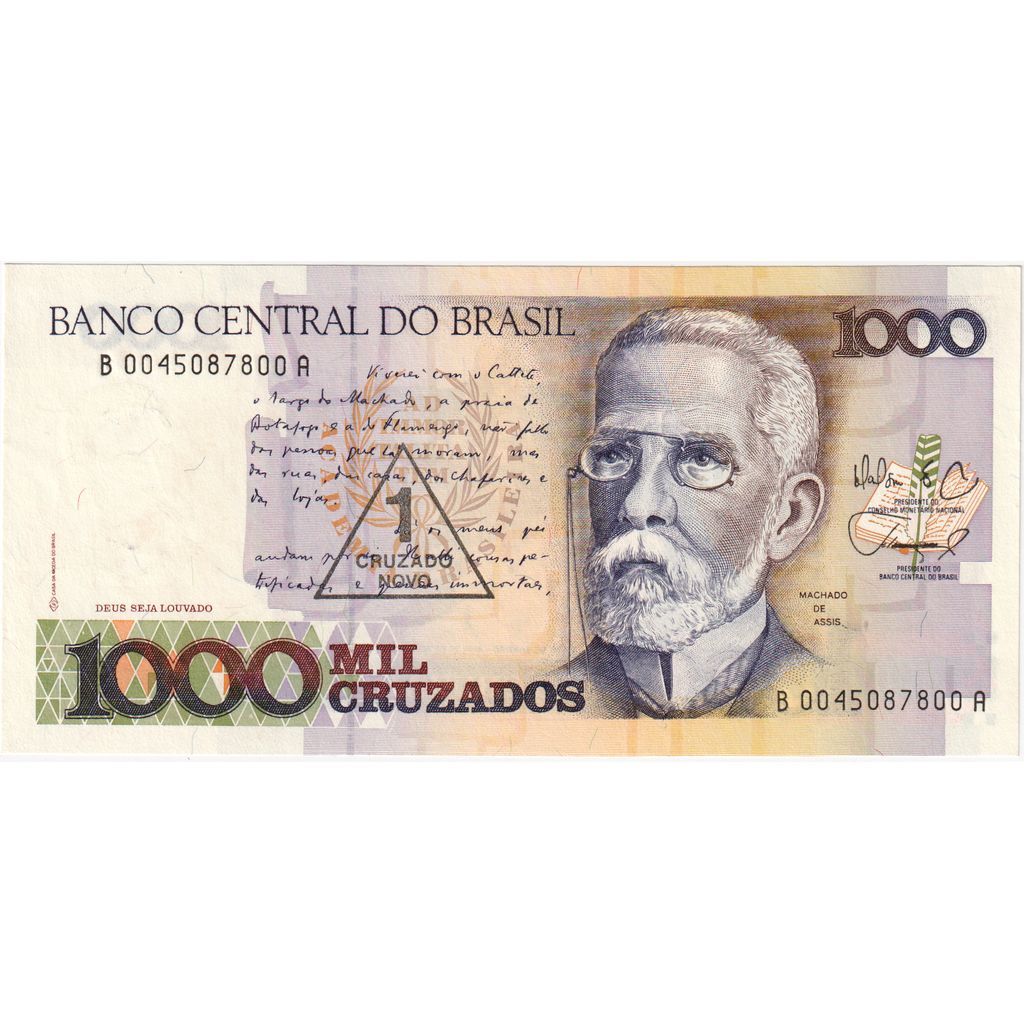 Brasil, 
  
  1 Cruzado Novo por 1000 Cruzado, 
  
  UNC(63)