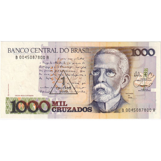 Brasil, 
  
  1 Cruzado Novo por 1000 Cruzado, 
  
  UNC(63)