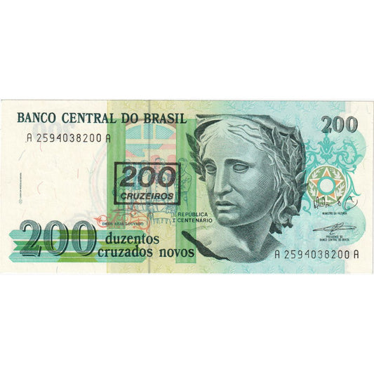 Brasil, 
  
  200 Cruzeiros por 200 Cruzados Novos, 
  
  UNC(65-70)