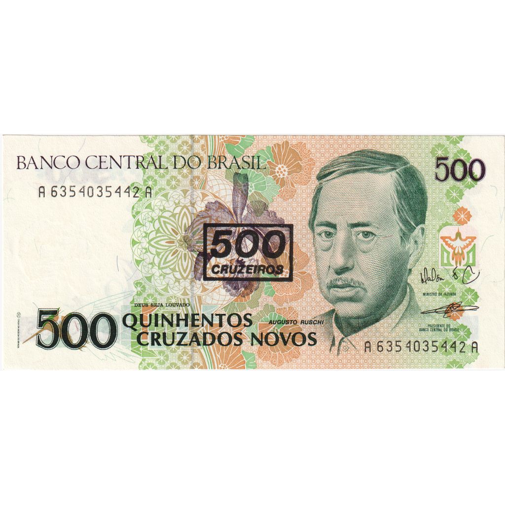 Brasil, 
  
  500 Cruzeiros por 500 Cruzados Novos, 
  
  UNC(63)