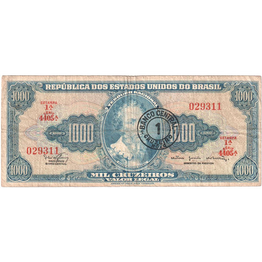 Brasil, 
  
  1 Cruzeiro Novo por 1000 Cruzeiros, 
  
  FV (20-25)