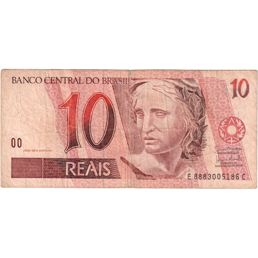 Brasil,

10 reales,

VF (20-25)