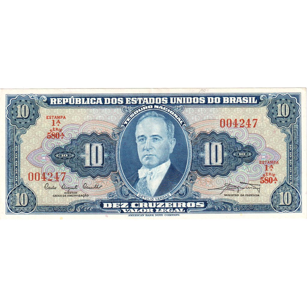 Brasil,
 
 10 cruzeiras,
 
 UNC(63)