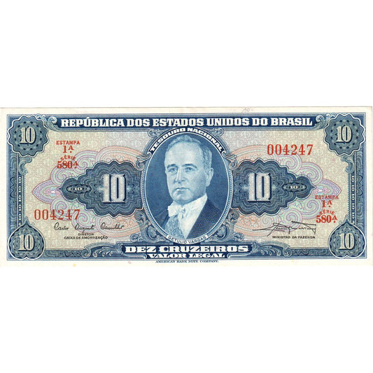 Brasil,
 
 10 cruzeiras,
 
 UNC(63)