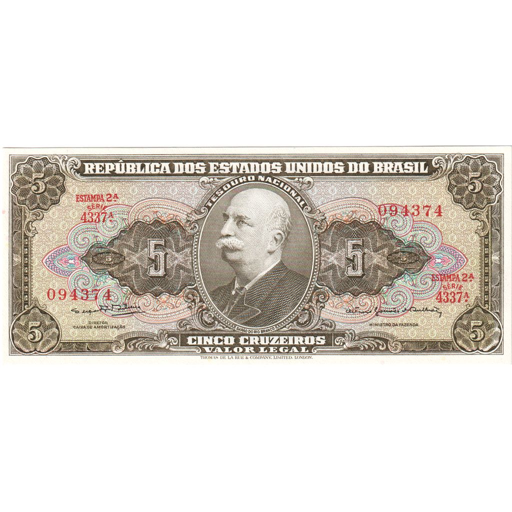 Brasil,
 
 5 cruzeiras,
 
 UNC (65-70)
