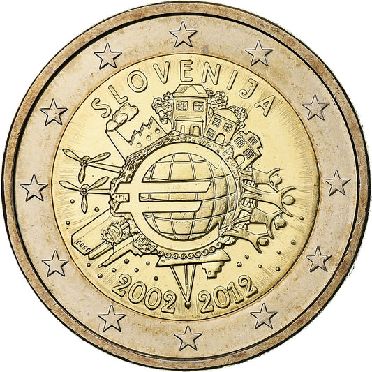 Eslovenia, 
  
  2 euros, 
  
  Einführung en euros