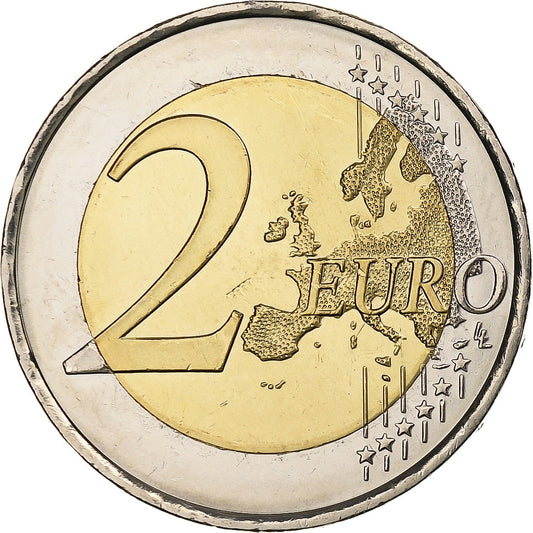 Español, 
  
  2 euros, 
  
  30 Jahre vor dem Drapeau de l'UE
