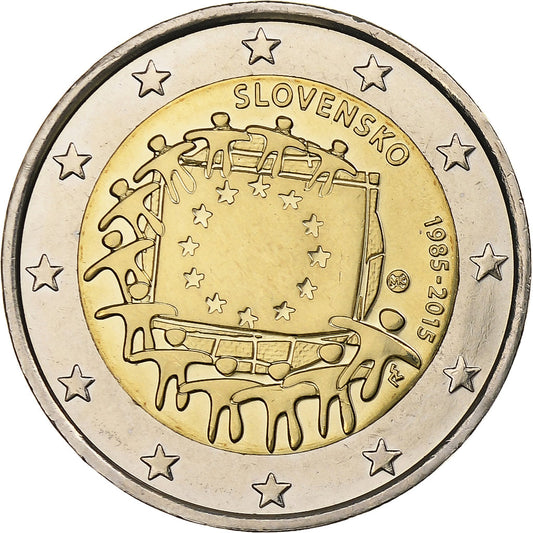 Eslovaco, 
  
  2 euros, 
  
  30 Jahre vor dem Drapeau de l'UE
