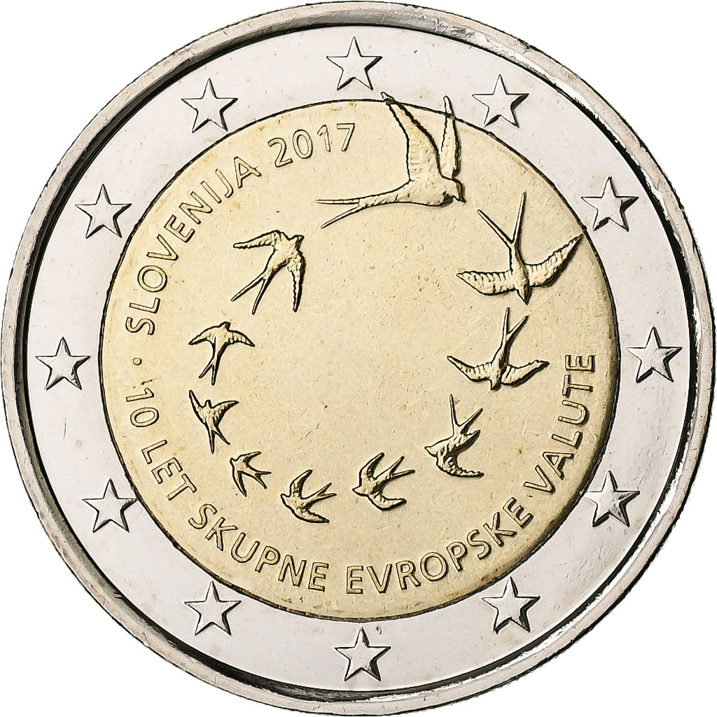 Eslovenia, 
  
  2 euros, 
  
  10. Jahrestag des Euros