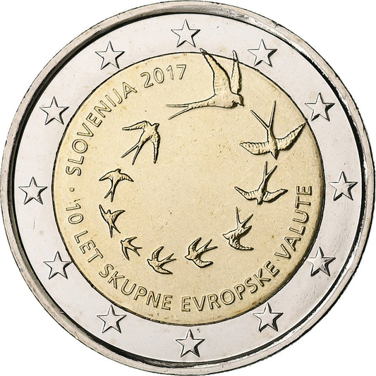 Eslovenia, 
  
  2 euros, 
  
  10. Jahrestag des Euros