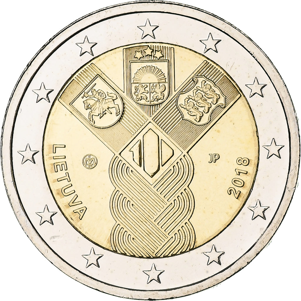 Lituania, 
  
  2 euros, 
  
  Unabhängige baltische Staaten