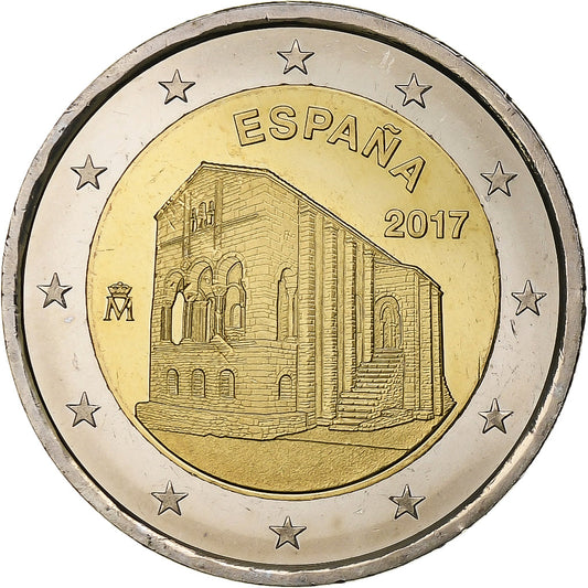 Español, 
  
  2 euros, 
  
  Iglesia de Asturien