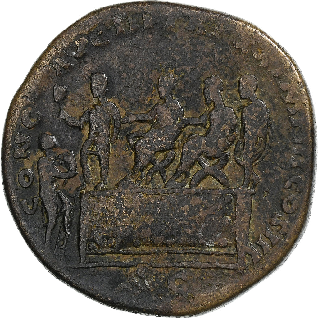Marco Aurelio,
 
 sestercio,
 
 165-166