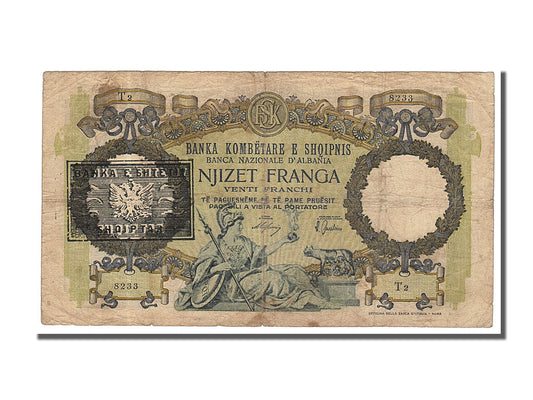 Billete de Albania de 20 francos