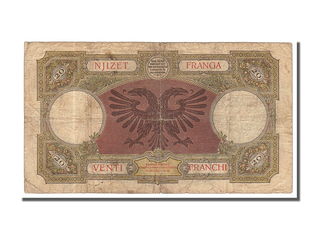 Billete de Albania de 20 francos