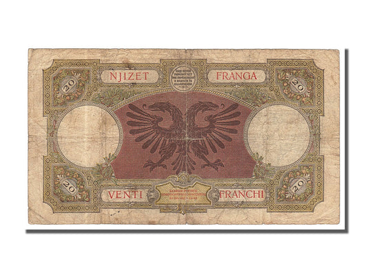 Billete de Albania de 20 francos