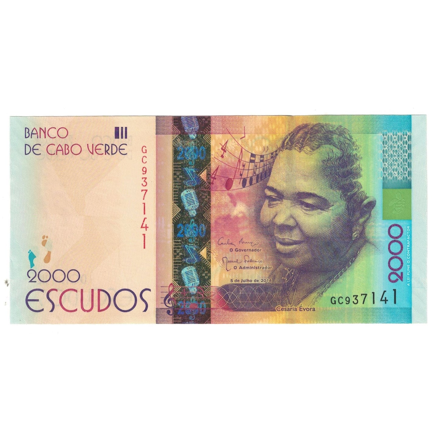 Billete de banco,
 
 Cabo Verde,
 
 2000 escudos