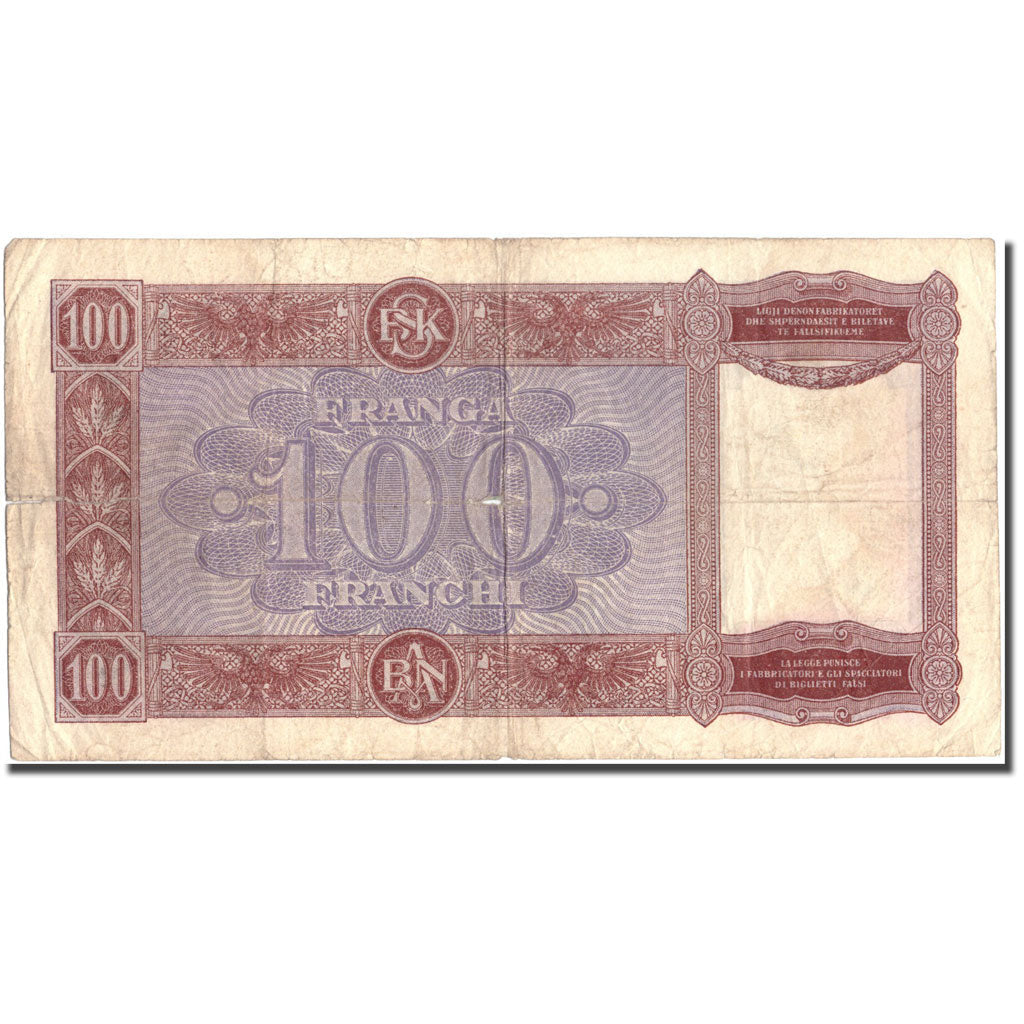 Billete de Albania

100 francos