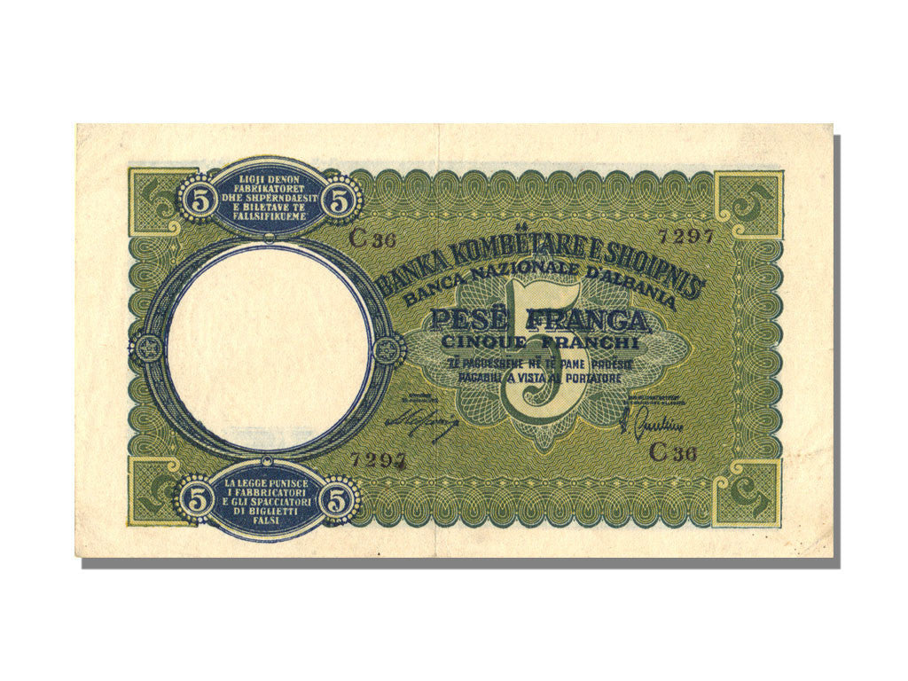 Billete de Albania, 

5 francos