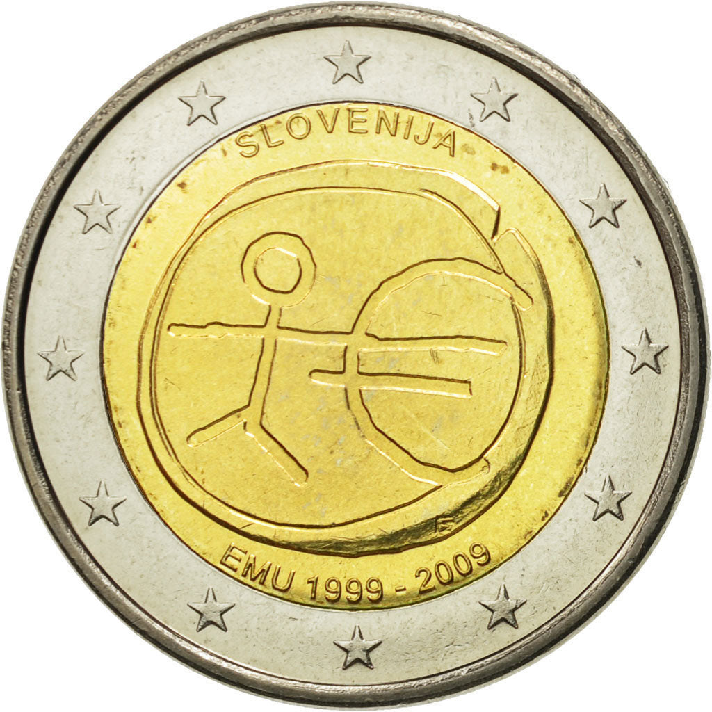 Eslovenia, 
  
  2 euros, 
  
  10. Jahrestag der Europäischen Währungsunion