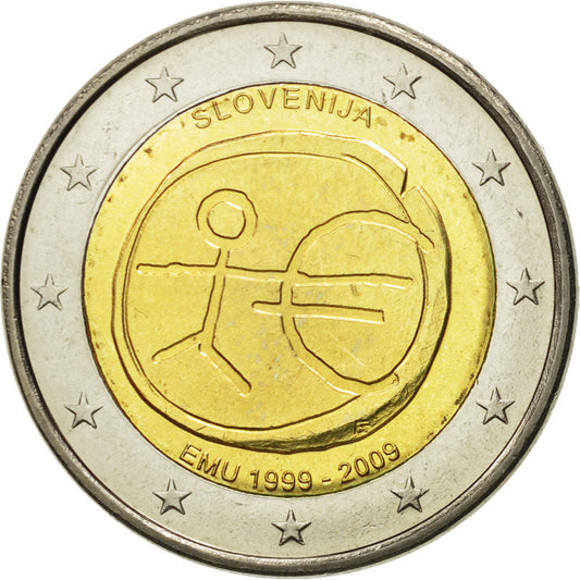 Eslovenia, 
  
  2 euros, 
  
  10. Jahrestag der Europäischen Währungsunion