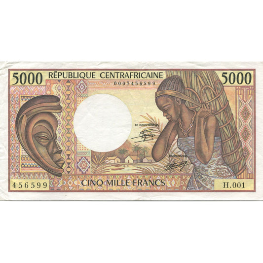 Billete de la República Centroafricana,

5000 francos