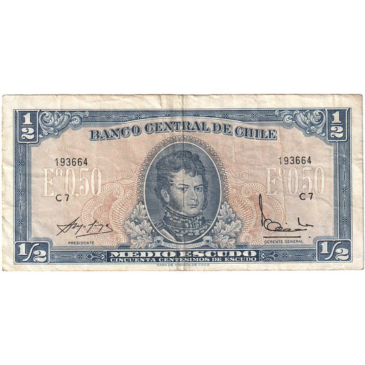 billete de banco, 
  
  Chile, 
  
  1/2 escudo