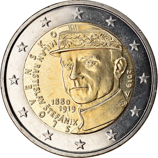 Eslovaco,
 
 2 euros,
 
 Milán Rastislav Stefanik